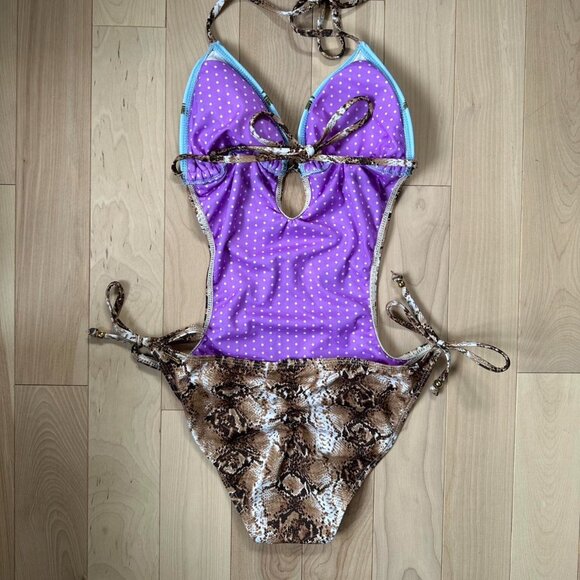 Y2K Monokini Swimsuit – Mixed Prints, Snake Floral, Sexy Fit - Picture 6 of 8